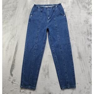 NEW Denim Blvd Mom Jeans Womens Size 3 Blue‎ High Rise Front Seam Tapered Leg
